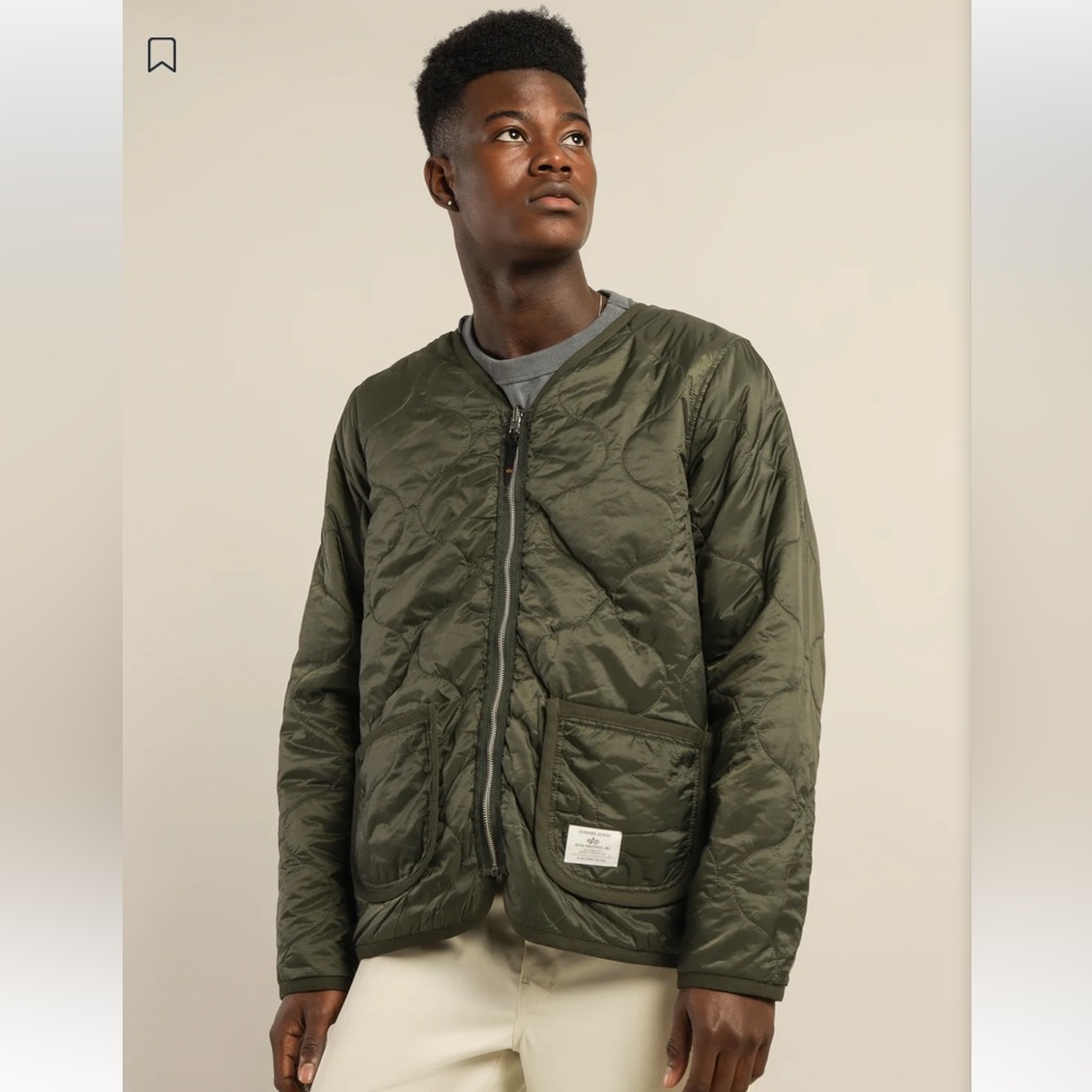 Alpha Industries /Quilted Liner Jacket / Reversible Water-Resistant Dark Green M